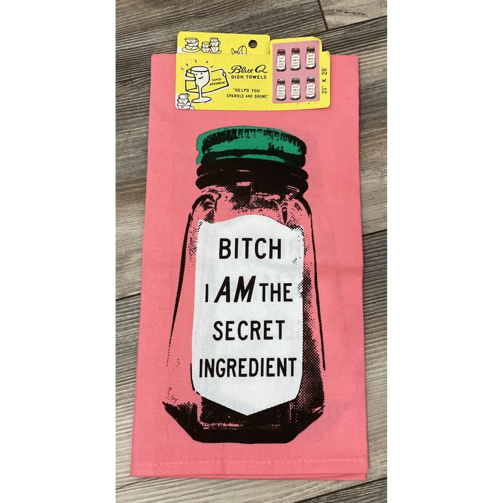 Blue Q‎ "I Am The Secret Ingredient" Pink Dish Towel 21" x 28" Super Absorbent